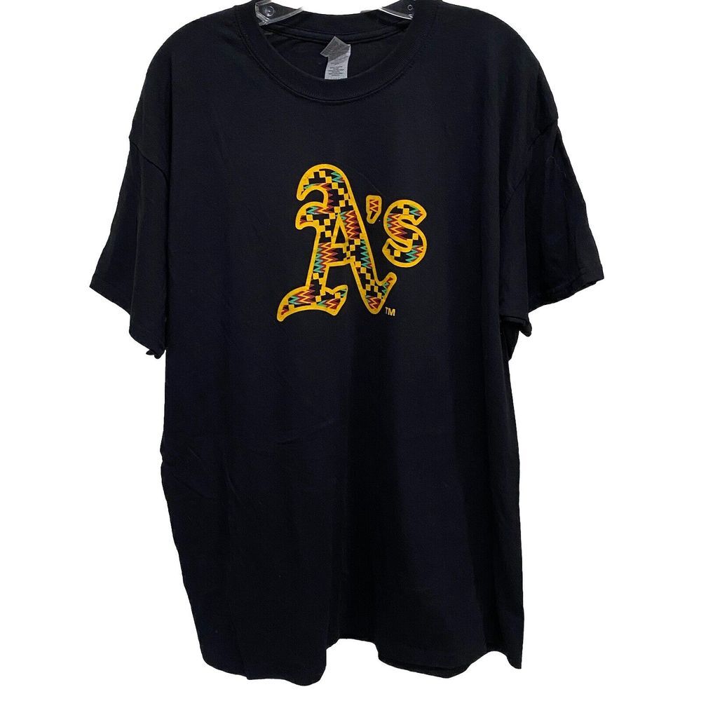 Gildan Oakland A's Custom Short‎ Sleeve T-shirt Aztec Graphic Size XL Baseball